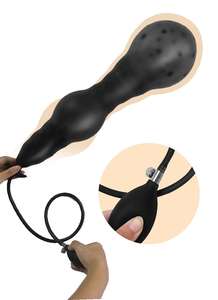 Enorme spina anale nera flessibile espandibile gonfiabile impermeabile 160g di testa innovativo prodotto del sesso - Product Image 4