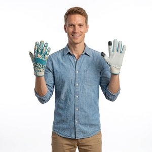 Gants de travail antidérapants en PU JNA GROUP, motif floral, poignet élastique, doigts texturés, usage général, sécurité, 4 mil, 10 pouces - Product Image 5