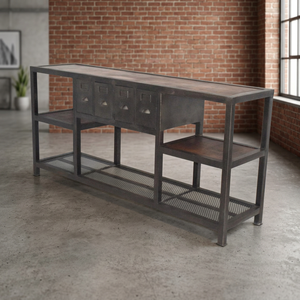Industrial Metal TV Stand with Storage Shelves and Drawers for Living Room Home Furniture - Product Image 1