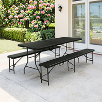 Banc pliant portable en HDPE et fer de 180 cm, léger, en plastique recyclé, pour pique-nique, parc, extérieur et salle de bain