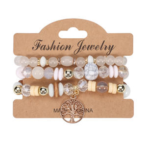 Fashion Jewelry Boho Tree Of Life Beaded <b>Bracelets</b> Women's Multi Layer Elastic Crystal Rhinestone Gift <b>Set</b> - Product Image 3