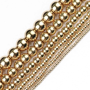 Runde Hämatit perlen 2/3/4/6/8/10/12mm Gold Farbe Lose Perlen für Schmuck Armbänder Herstellung DIY Zubehör - Product Image 1