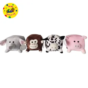 新款圆形小毛绒动物定制方形牛山羊猪大象毛绒玩具带定制标志