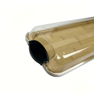 Bamboo Bread <b>Tray</b> With Transparent Cover Double Opening Flip Top For <b>Baking</b> Dessert <b>Storage</b> - Product Image 2