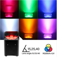 Kit de 4 Focos LED de Batería para DJ, RGBWAUV, con Soporte, para Escenarios, Discotecas, Decoración, con Estuche de Transporte, IP65, DMX512, PVC