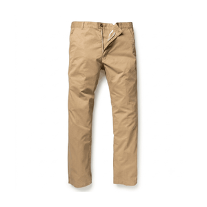 Pantalon Oxford décontracté beige pour homme, taille mi-haute, braguette boutonnée, coupe droite, infroissable, en coton mi-lourd, uni, style plat sur le devant - Product Image 1