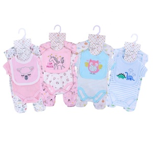 Ensemble 5 Pièces Tenue Coton Bébé Garçons Filles Naissance 0-3 <span class=keywords><strong>Mois</strong></span> : Hauts, Chapeau et Pantalon - Product Image 3