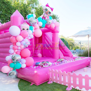 Luxury pink jumping bouncy castle magical 4 in 1 <b>inflatable</b> bounce <b>house</b> with slide and ball pool - Product Image 3