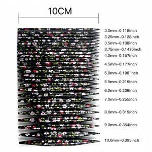 Nouveauté 2025 – Kit d'aiguilles circulaires interchangeables 13 pièces en oxyde d'aluminium avec embouts imprimés et étui en PU marron – Outil de tricot - Product Image 3