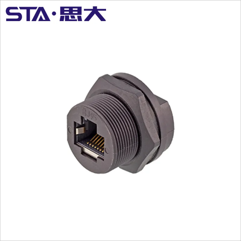 Outdoor Rj45 Ethernet Connector Rj45 Jack IP67 waterproof RJ45 Connector Female Back Mount PCB Socket Thread E13RJ-TF2-S