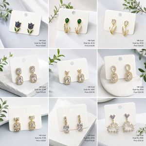 Earrings Wholesale Bulk 14K <b>Gold</b> Plated Fashion <b>Flower</b> Stud Dangle Earrings - Product Image 2