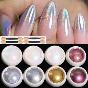 8 pièces de poudre à ongles chromée, <span class=keywords><strong>effet</strong></span> <span class=keywords><strong>miroir</strong></span> métallique, paillettes holographiques, poudre chromée métallique pour ongles, poudre à ongles chromée or <span class=keywords><strong>rose</strong></span> - Product Image 4
