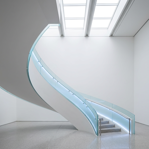 <span class=keywords><strong>Escalier</strong></span> en colimaçon luxueux avec garde-corps en verre sur mesure et marches en bois massif pour villa design - Product Image 1