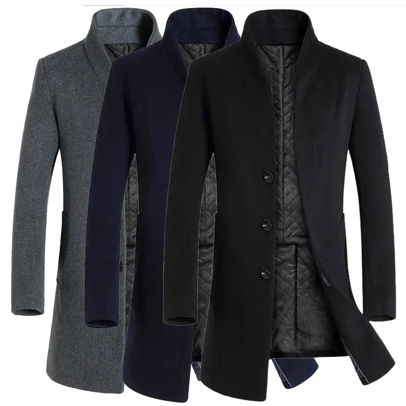 2024 personnalisé dernière conception printemps hiver laine hommes pardessus décontracté coupe ajustée Long manteau de laine haute qualité Trench manteaux avec bouton