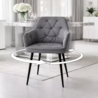 Chaise d'appoint rembourrée moderne pour restaurant, salon, hôtel, chaise pivotante en velours nordique pour salle à manger
