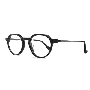 Gran oferta, monturas de gafas de lectura de Metal de acetato Vintage, gafas ópticas, fabricante de gafas