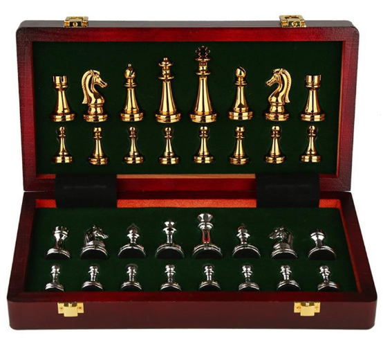 Роскошный индивидуальный Международный металлический Шахматный набор со складными настольными играми