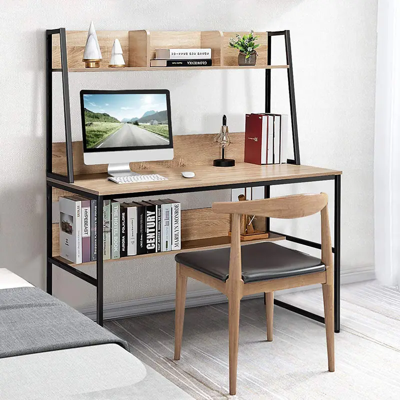 wholesale wooden study table home office desk computer desk with bookshelf