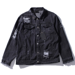 Chaquetas de Mezclilla Negras Personalizadas para Hombre al por Mayor, Chaquetas de Mezclilla de Diseñador para Hombre con Estampado Trasero de Alta Calidad y Estilo Moderno - Product Image 1