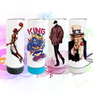 Nouveau Gobelet Musical Isotherme en Acier Inoxydable de 20 oz, Sublimation Luminescente dans le Noir, avec Haut-parleur et Pailles, pour Cadeaux Personnalisés - Product Image 1