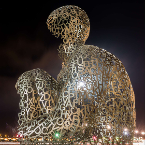 K395 Alfabeto Hombre pensando en acero inoxidable grande hito Arte Abstracto decorativo al aire libre Esqueleto figura escultura personalizada - Product Image 2