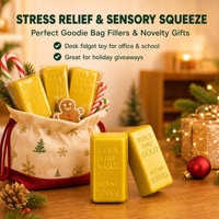Jouets Squishy Dorés 12 Pièces en Mousse PU à Remontée Lente, Jouet Anti-Stress à Presser en Forme de Barre d'Or, Squishies en Gros