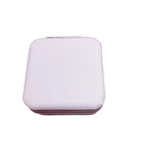 Mini caja de almacenamiento de collar de anillo de doble capa, caja de joyería de cuero rectangular a granel, patrón cuadrado - Product Image 2