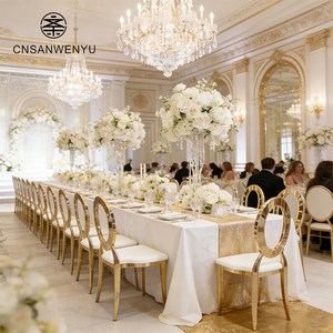 Chaise de banquet de luxe dorée <span class=keywords><strong>à</strong></span> dossier en O, empilable, pour réceptions de mariage, événements, salle <span class=keywords><strong>à</strong></span> manger, hôtel, salle de bal, mobilier de réception - Product Image 2