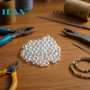 ILAN Abalorios Perles rondes transparentes en cristal de 9x6 mm pour la fabrication de bijoux 20g - Product Image 3