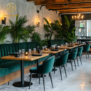 ชุดเฟอร์นิเจอร์ร้านอาหาร Ron Group ประกอบด้วยเก้าอี้บูธสั่งทำพิเศษพนักพิงสูง โต๊ะไม้เนื้อแข็งทรงสี่เหลี่ยม และเก้าอี้กำมะหยี่แบบกำหนดเอง - Product Image 4