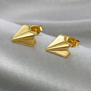 ต่างหูผู้หญิง14K 18K PVD ต่างหูแฟชั่นชุบทองทำจากสแตนเลส316L เครื่องบินออกแบบได้ตามต้องการ - Product Image 4
