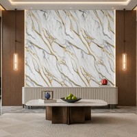 Autocollant mural en PET effet marbre doré, autocollant adhésif pour carrelage, imperméable, anti-rayures, pour salon, bureau à domicile, décoration