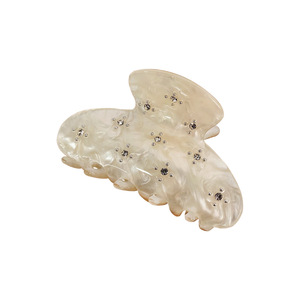 Pinza de Pelo de Acrílico de Lujo Lumiara con Flores - Horquilla Minimalista con Incrustaciones de Diamantes de Imitación, Elegante Accesorio Floral para el Cabello de Uso Diario - Product Image 1