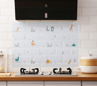 Autocollant de cuisine de dessin animé étanche et résistant à l'huile pour autocollants muraux de réfrigérateur décor en vinyle pour banc de cuisson casiers réfrigérateur