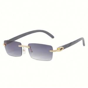 Gafas de Sol Rectangulares con Marco Pequeño, Retro, para Hombre y Mujer, Protección UV400, Montura Cuadrada con Diamantes, Sin Marco, Moda 2022 - Product Image 5