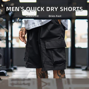 Shorts de sport décontractés pour hommes en tissu peigné, séchage rapide, respirants, écologiques, pour l'entraînement estival - Product Image 2