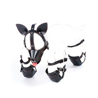 Accessoires de déguisement pour chiot en cuir PU : Masque de chien, Mitaines patte, Coudières, Genouillères, Collier – Équipement de jeu de rôle