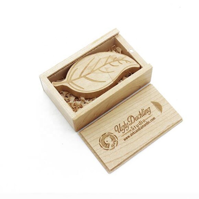 Wooden Leaf Shape USB Memory Stick 4GB 8GB Wedding Gift Pen Drive 16GB 32GB Wood USB Drive 2GB