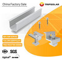 Système de supports de montage de panneaux solaires pour toiture TRIPSOLAR TP008-5 avec surface anodisée, résistant aux vents de 42 m/s et aux charges de neige de 1,4 kN/m²