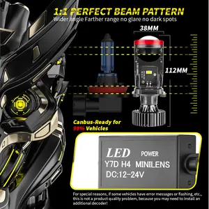 Yüksek güç 75w y7 y9 y8 y1 çift led far mini 50w h11 y6 lens h4 led projektör ışıkları farlar araba motosiklet için