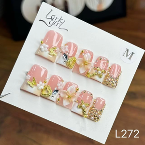 Faux ongles de luxe faits main, en plastique, forme bec de canard, courts, sculptés, style amande française, couvrance totale, longue durée, amovibles, pour nail art - Product Image 5