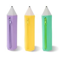 Pochette de rangement en silicone personnalisée pour enfants sac de rangement en forme de stylo mignon sacs porte-crayon portables pour étudiants