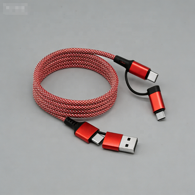 Magnetic Self-Winding Storage Charging Cable 4-in-1 Fast Charging Cable 60W PD 3A Nylon Braided Data Sync Cable for Phones Car