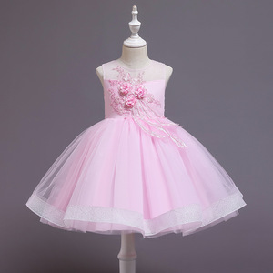 Girls' Pink Tulle Princess Dress A-Line Sweetheart Neckline Flower Girl Costume Performance Wear - Product Image 3