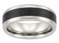Cincin Kawin Tungsten Dua Warna 9mm dengan Bagian Tengah Keramik Hitam, Finishing Satin, Nyaman Dipakai, Cincin Pria, Custom OEM ODM
