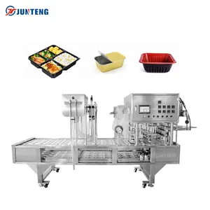 Lunchbox Sandwich Box Vegetable Fruit Packing Film Cut Around Container Heat Seal Linear Type Tray Sealing Machine