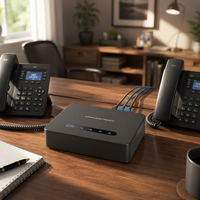 Grandstream HT812 Adaptador Telefónico Analógico ATA de 2 Puertos FXS, Gateway VoIP con Router Gigabit NAT Integrado, Voz HD SIP