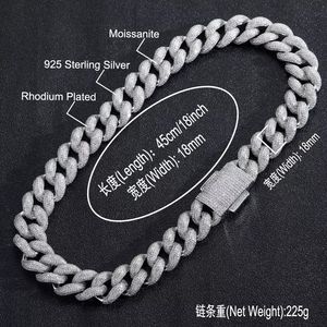 BES 18mm 925 <b>Silver</b> <b>Cuban</b> <b>Link</b> Necklace Hip Hop White Gold Plated Vvs Moissanite <b>Cuban</b> <b>Link</b> <b>Chain</b> Necklace Jewelry Hip Hop - Product Image 6