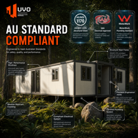 Maison conteneur extensible UVO 40FT : Maison familiale préfabriquée certifiée AS/NZS & SAA |   Espace de vie spacieux dans la cour pour AU
