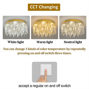 Plafonnier LED moderne de luxe, créatif, rond, encastré, en cristal, pour hôtel, salon, éclairage changeant de couleur, 3 couleurs - Product Image 4